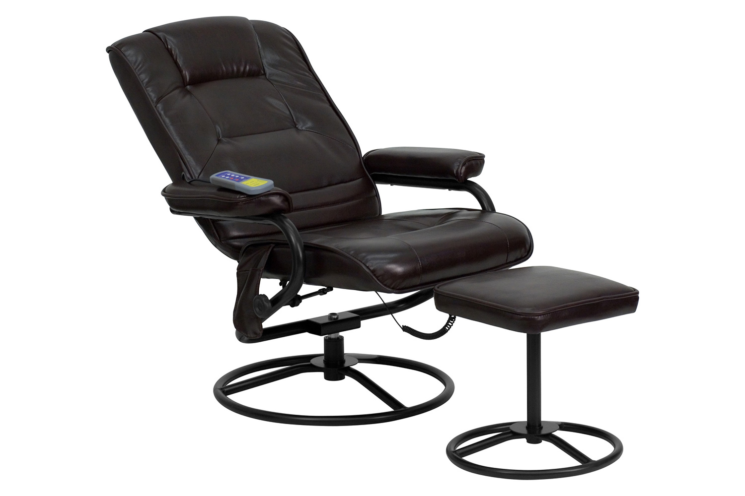 BLNK™ - Whitney LeatherSoft Massaging Multi-Position Recliner and Ottoman with Metal Bases