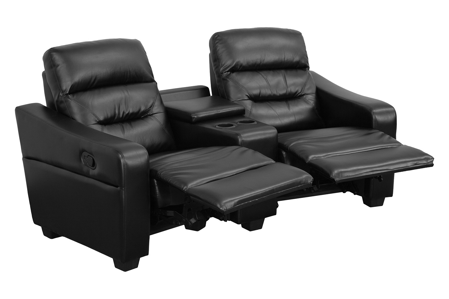 BLNK Futura Series LeatherSoft 2-Seat Reclining Theater Seating Unit with Cup Holders