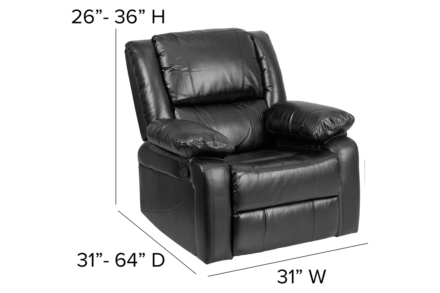 BLNK Harmony Series LeatherSoft Recliner - Black