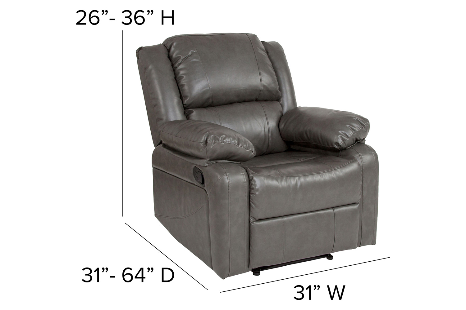 BLNK Harmony Series LeatherSoft Recliner - Gray