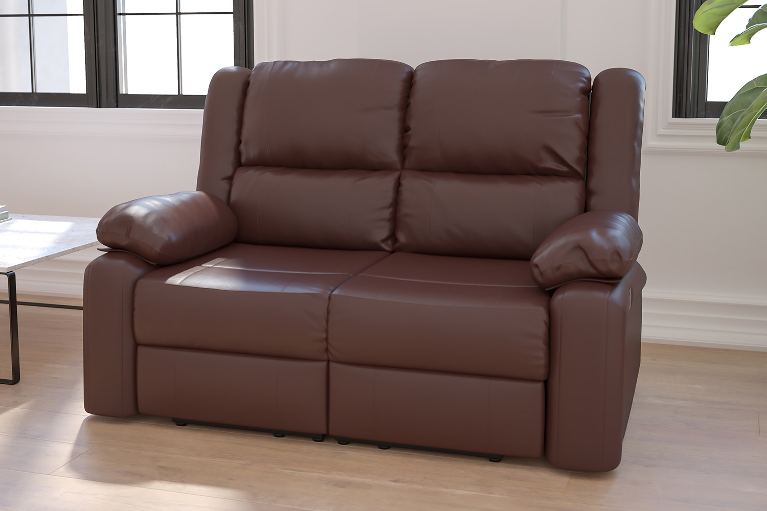 BLNK Harmony Series LeatherSoft Loveseat with Two Built-In Recliners