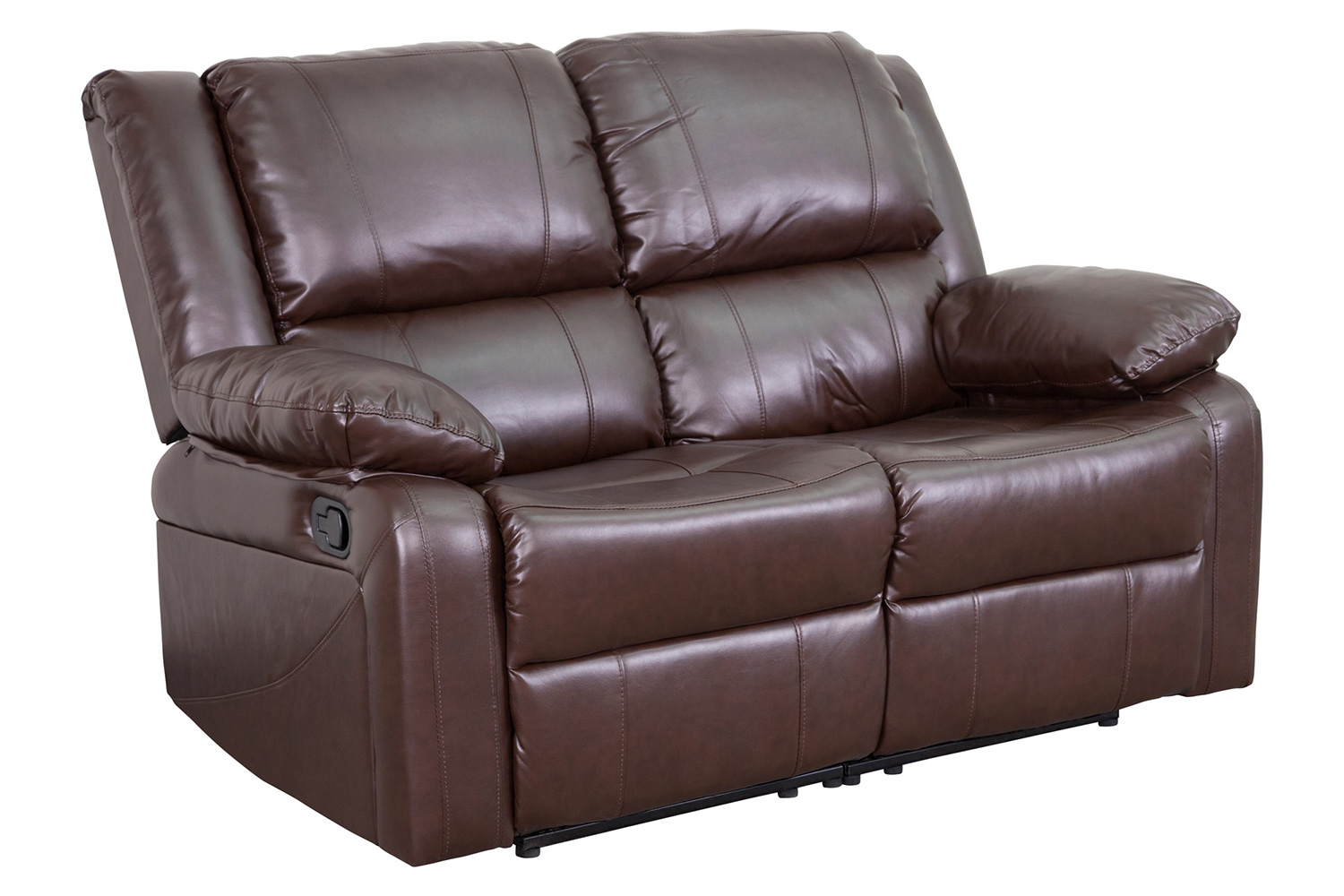 BLNK Harmony Series LeatherSoft Loveseat with Two Built-In Recliners - Brown