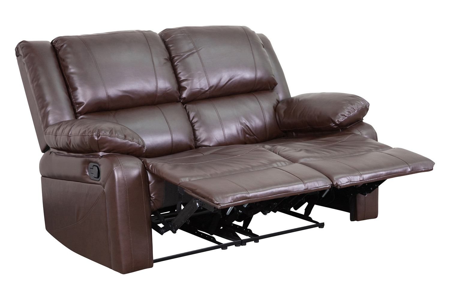 BLNK Harmony Series LeatherSoft Loveseat with Two Built-In Recliners - Brown