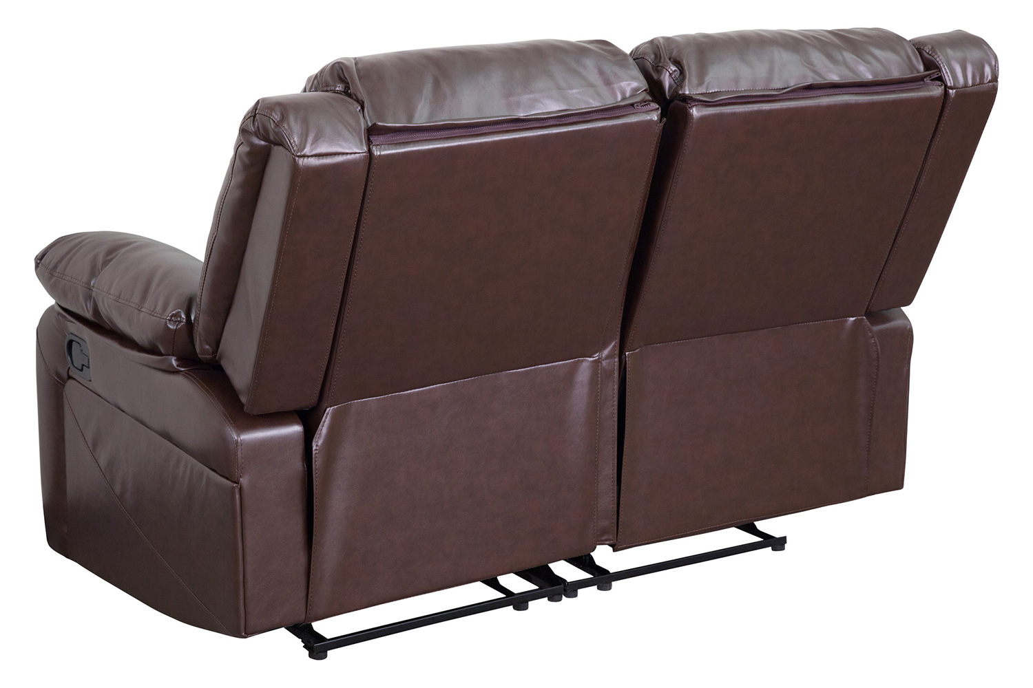 BLNK Harmony Series LeatherSoft Loveseat with Two Built-In Recliners - Brown