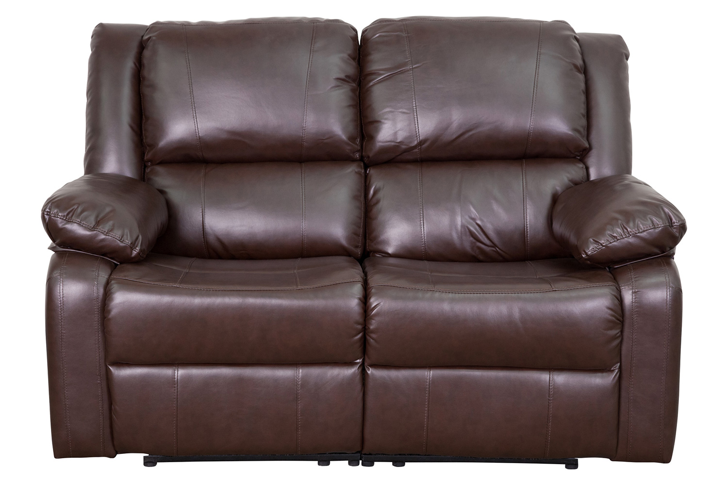 BLNK Harmony Series LeatherSoft Loveseat with Two Built-In Recliners - Brown