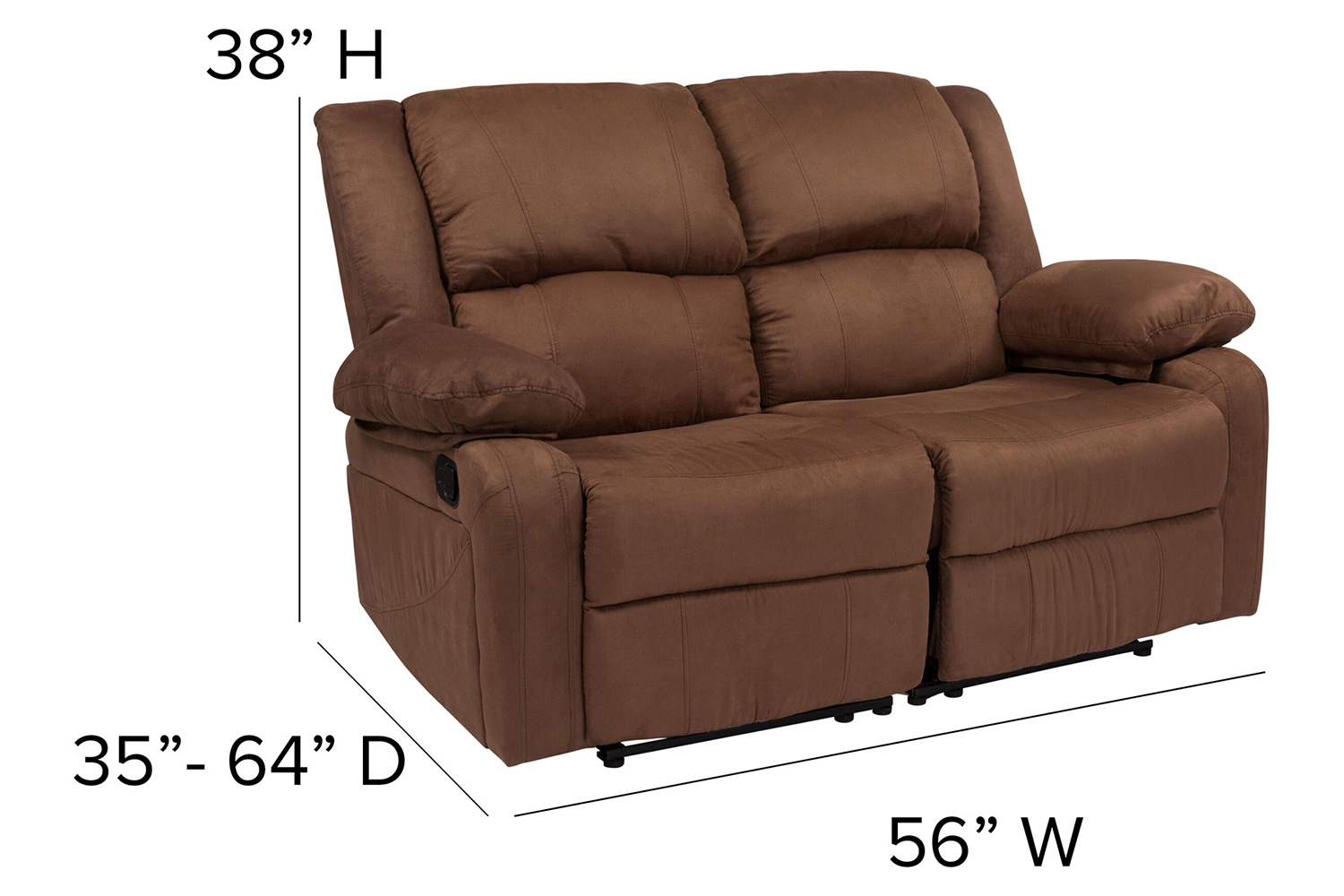 BLNK - Harmony Series Microfiber Loveseat with Two Built-In Recliners