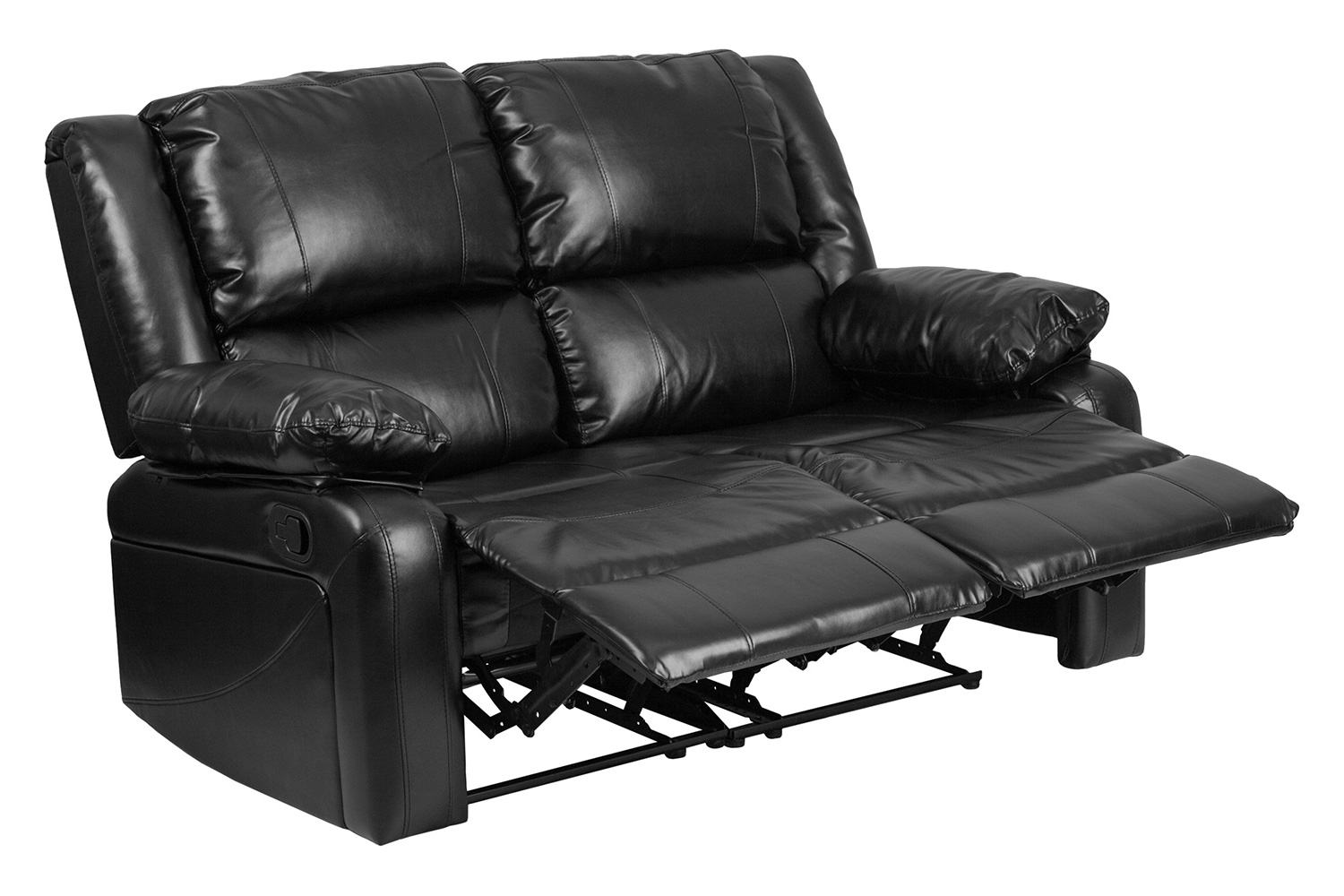 BLNK Harmony Series LeatherSoft Loveseat with Two Built-In Recliners - Black