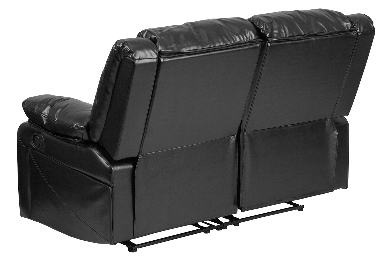 BLNK Harmony Series LeatherSoft Loveseat with Two Built-In Recliners - Black