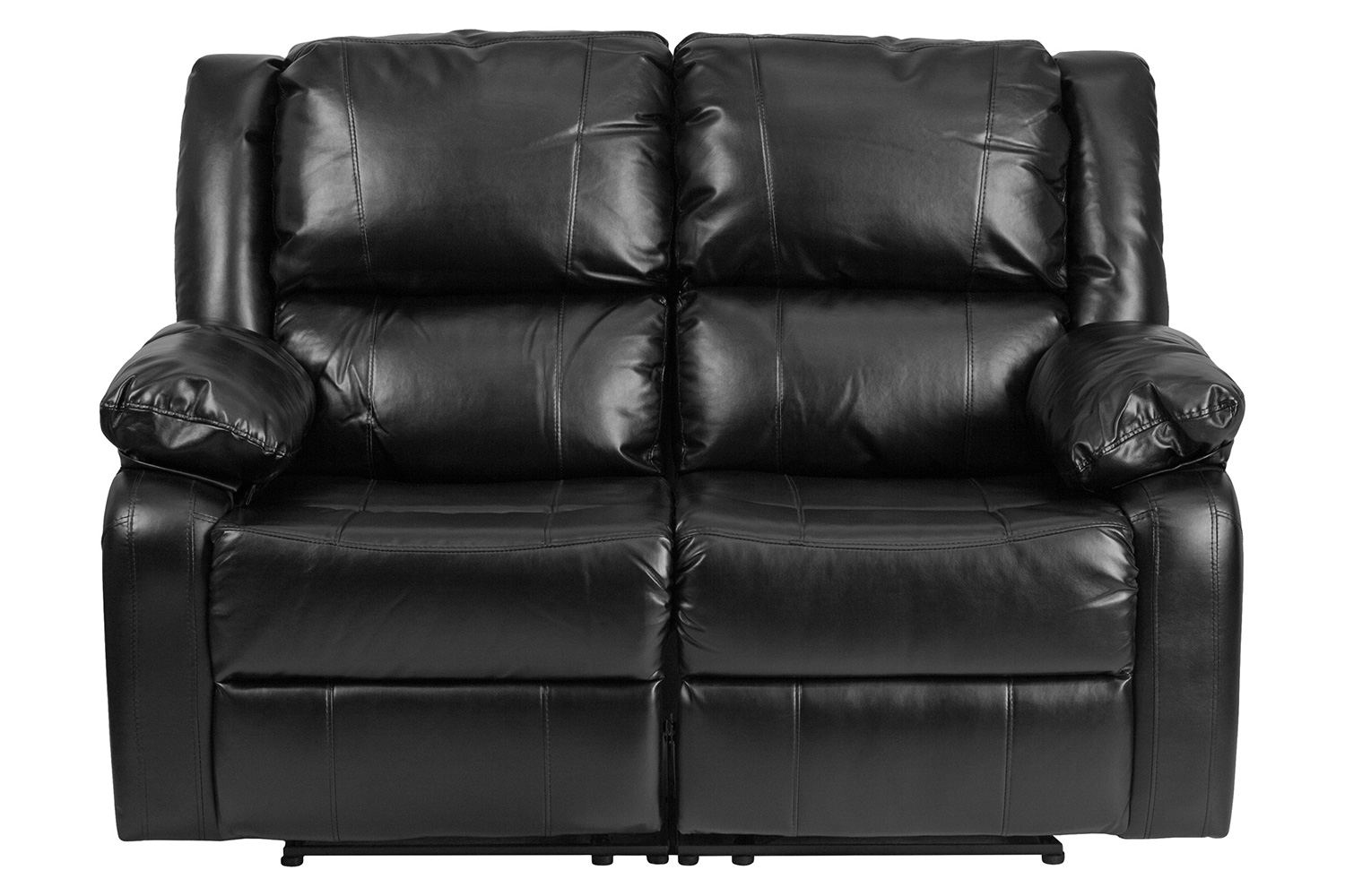 BLNK Harmony Series LeatherSoft Loveseat with Two Built-In Recliners - Black