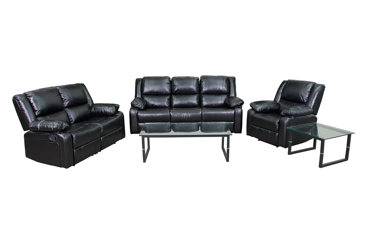 BLNK Harmony Series LeatherSoft Reclining Sofa Set - Black