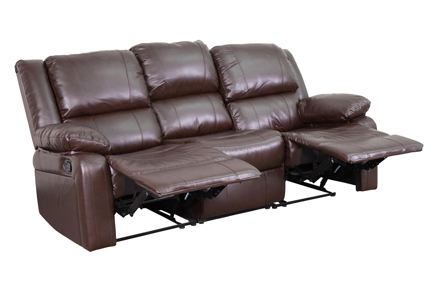 BLNK Harmony Series LeatherSoft Sofa with Two Built-In Recliners - Brown