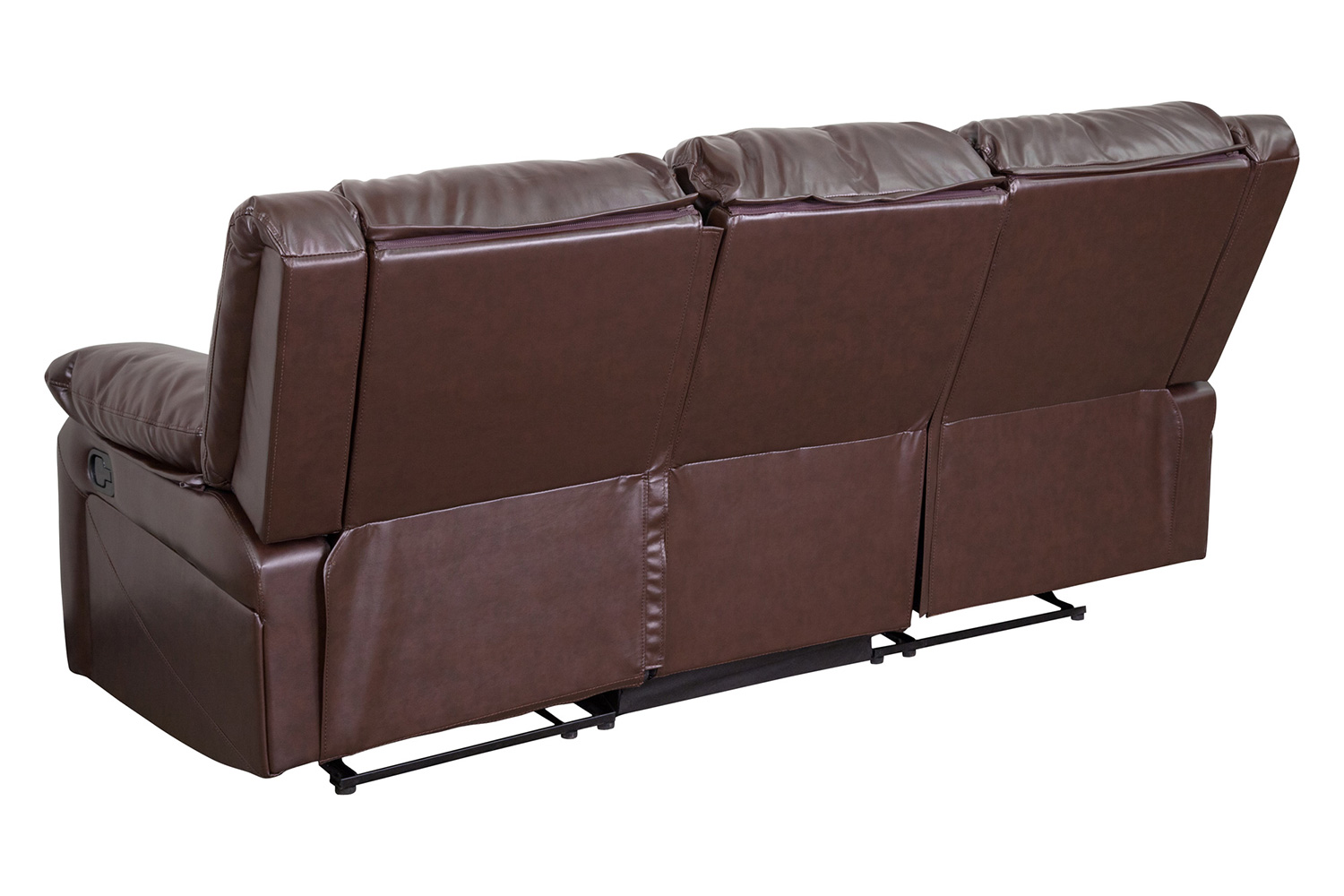 BLNK Harmony Series LeatherSoft Sofa with Two Built-In Recliners - Brown