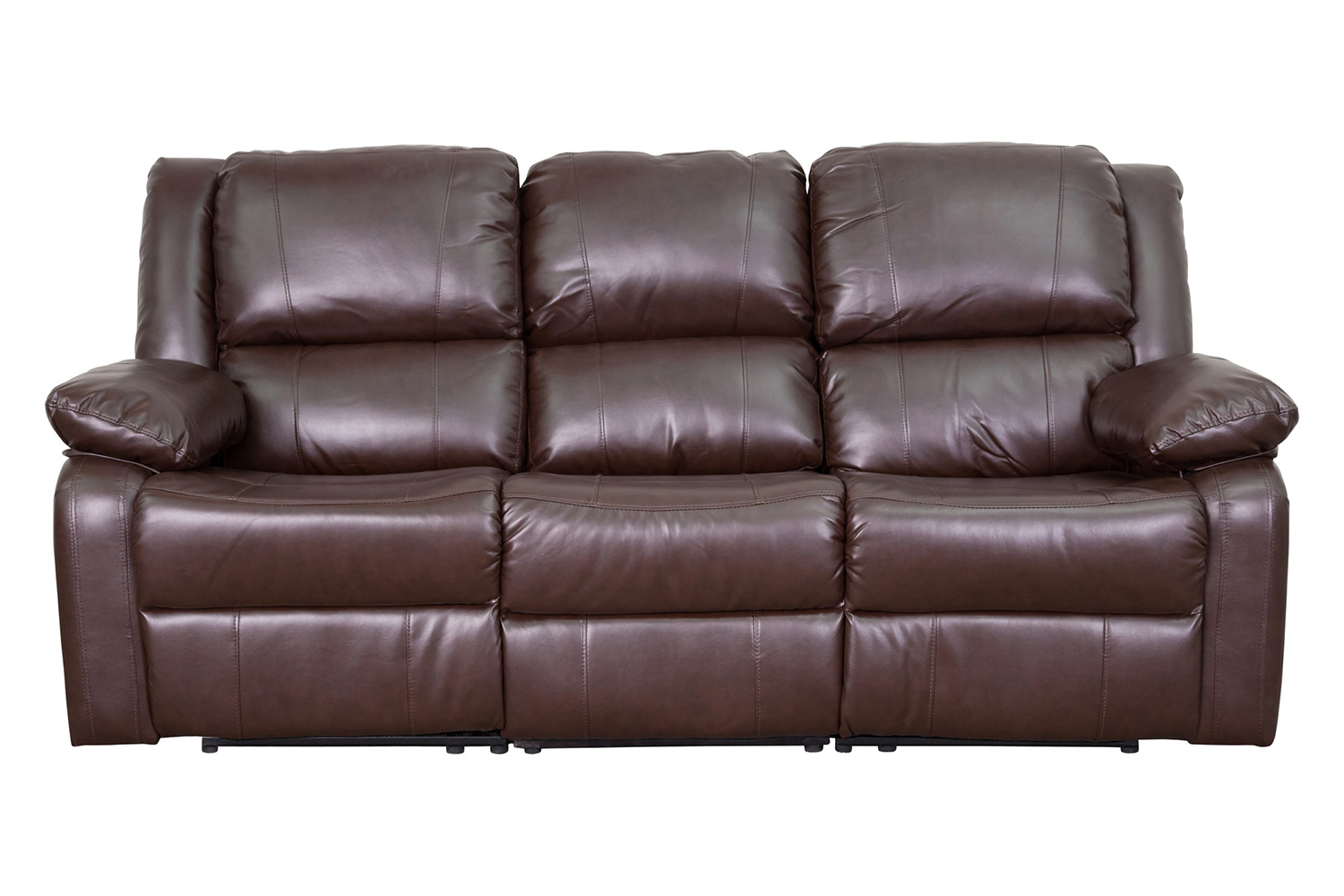 BLNK Harmony Series LeatherSoft Sofa with Two Built-In Recliners - Brown