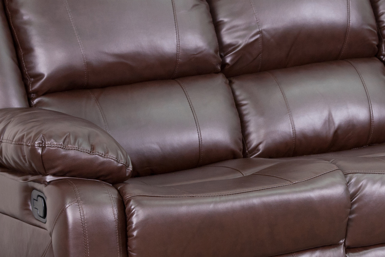 BLNK Harmony Series LeatherSoft Sofa with Two Built-In Recliners - Brown