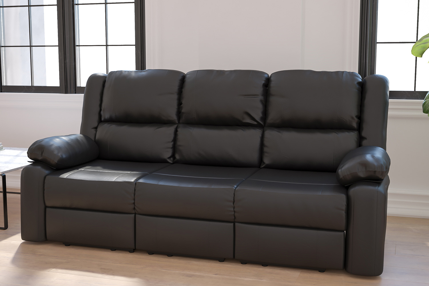 BLNK Harmony Series LeatherSoft Sofa with Two Built-In Recliners