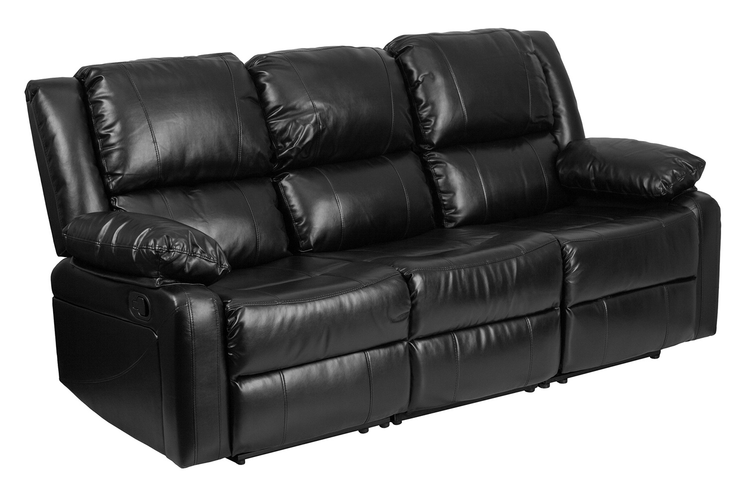 BLNK Harmony Series LeatherSoft Sofa with Two Built-In Recliners - Black