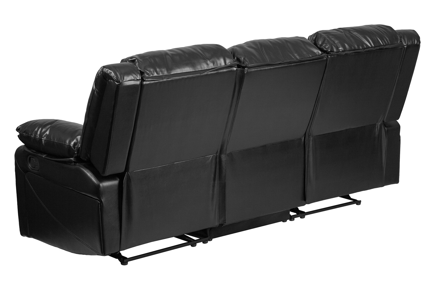 BLNK Harmony Series LeatherSoft Sofa with Two Built-In Recliners - Black