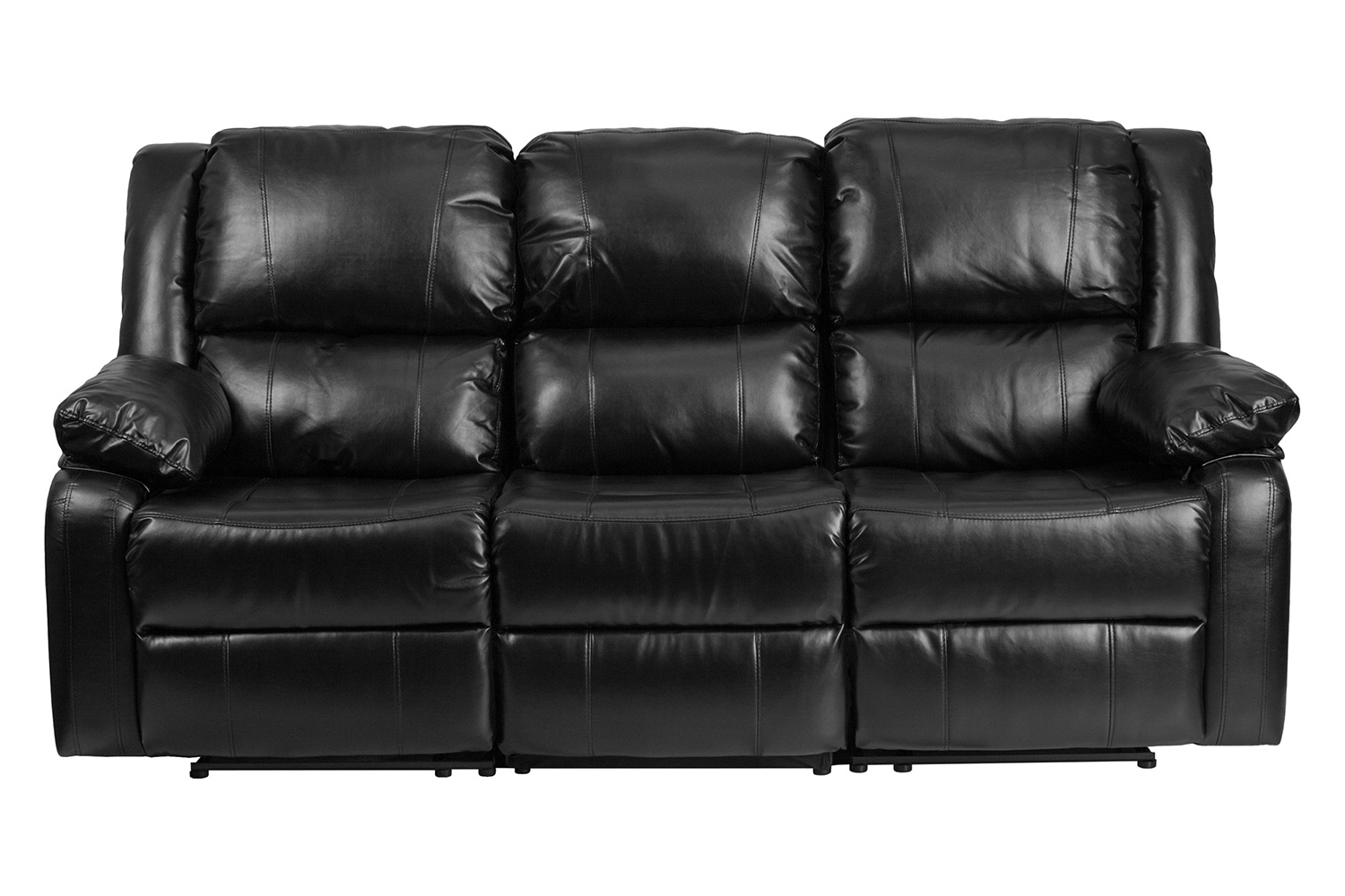 BLNK Harmony Series LeatherSoft Sofa with Two Built-In Recliners - Black