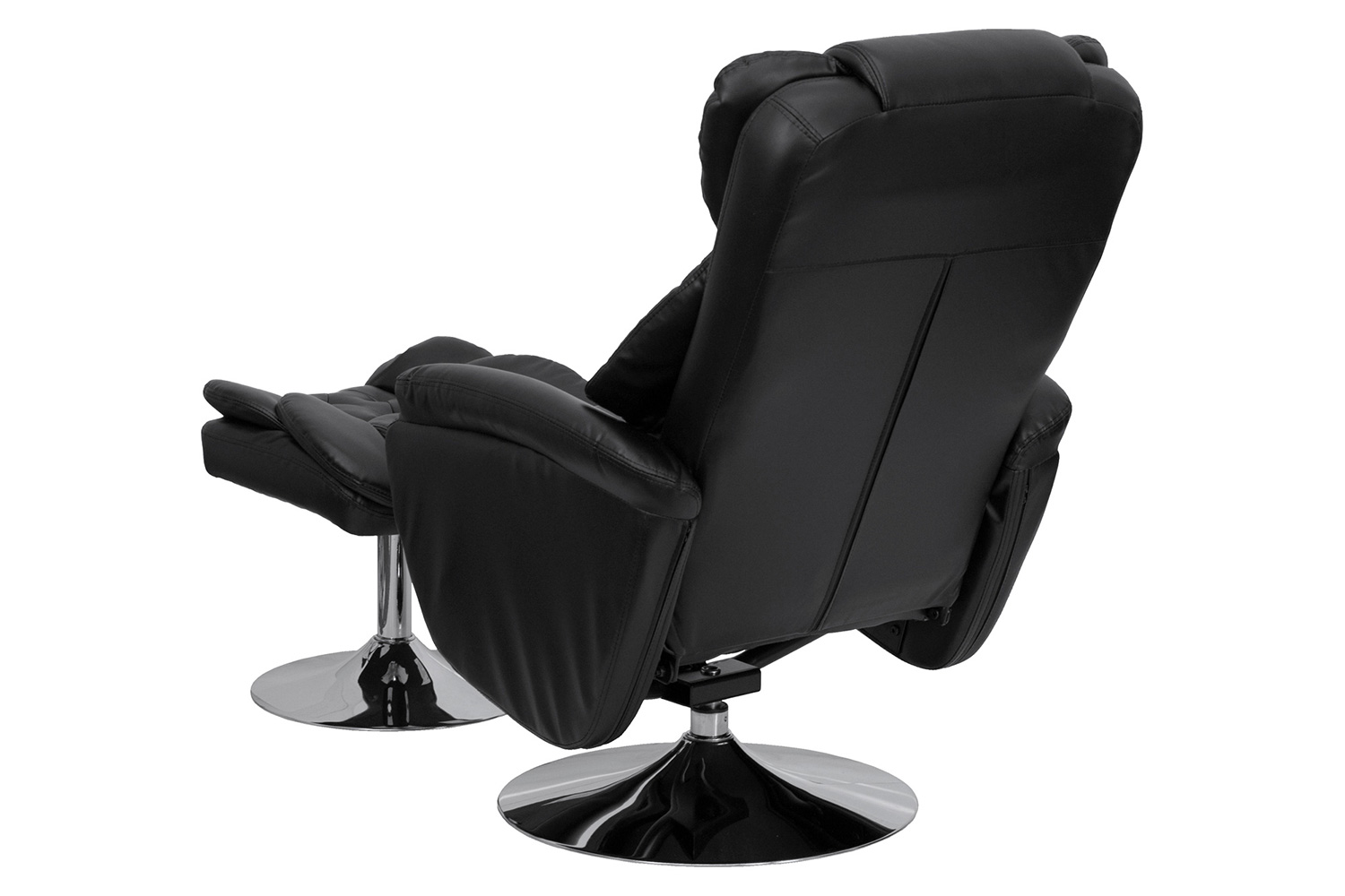 BLNK Wills Transitional Multi-Position Recliner and Ottoman with Chrome Base in Black LeatherSoft