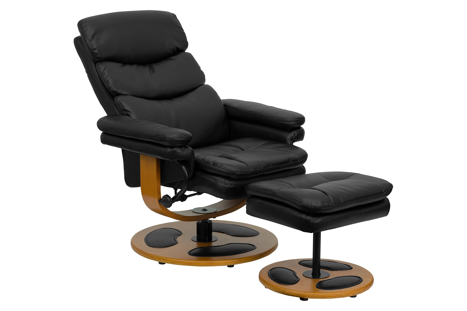 BLNK - Whitney LeatherSoft Contemporary Multi-Position Recliner and Ottoman with Wood Base