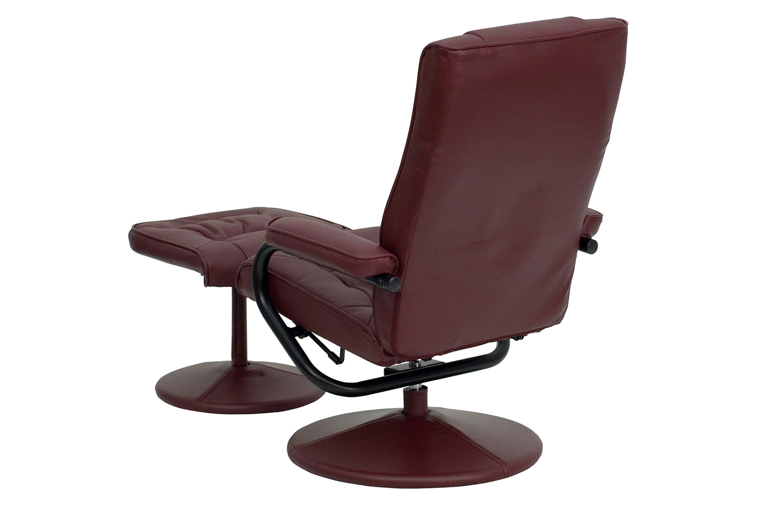 BLNK Rachel LeatherSoft Contemporary Multi-Position Recliner and Ottoman with Wrapped Base - Burgundy