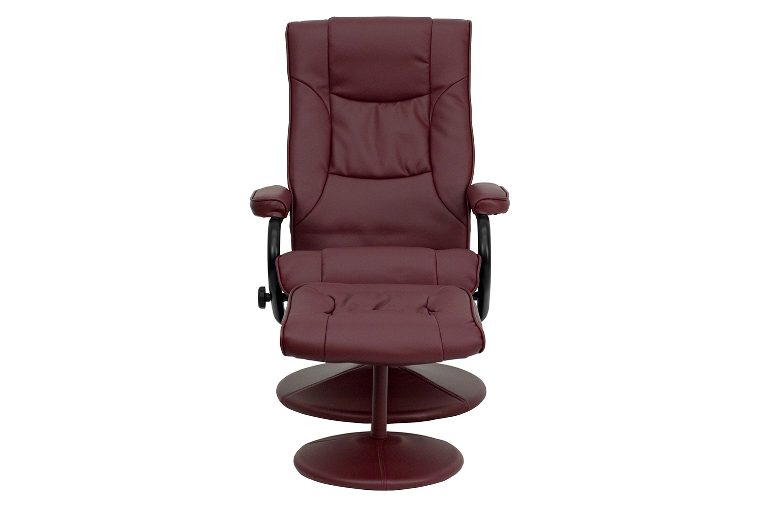 BLNK Rachel LeatherSoft Contemporary Multi-Position Recliner and Ottoman with Wrapped Base - Burgundy