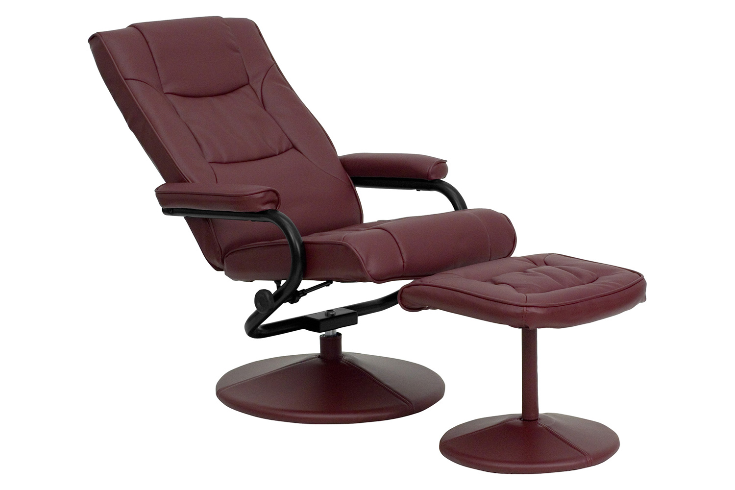 BLNK Rachel LeatherSoft Contemporary Multi-Position Recliner and Ottoman with Wrapped Base - Burgundy