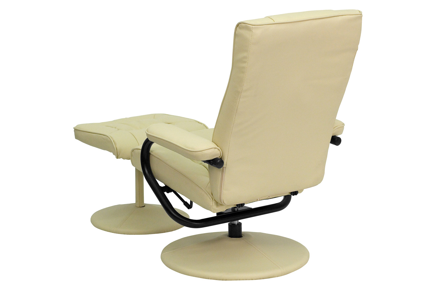 BLNK Rachel LeatherSoft Contemporary Multi-Position Recliner and Ottoman with Wrapped Base - Cream