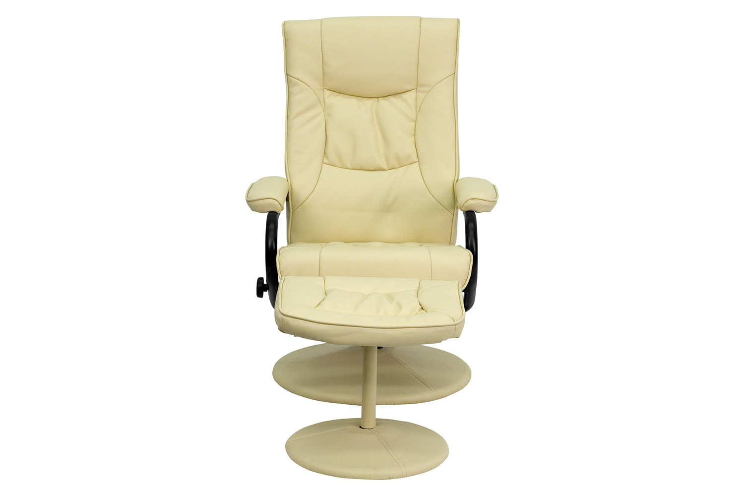 BLNK Rachel LeatherSoft Contemporary Multi-Position Recliner and Ottoman with Wrapped Base - Cream