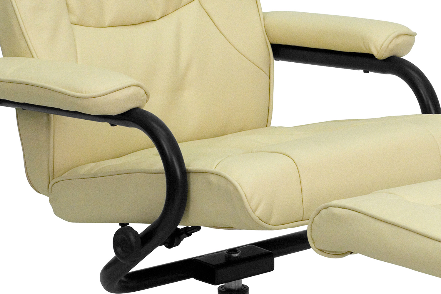 BLNK Rachel LeatherSoft Contemporary Multi-Position Recliner and Ottoman with Wrapped Base - Cream