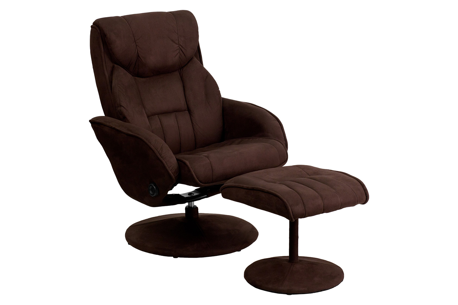 BLNK Whitney Microfiber Contemporary Multi-Position Recliner and Ottoman with Circular Wrapped Base