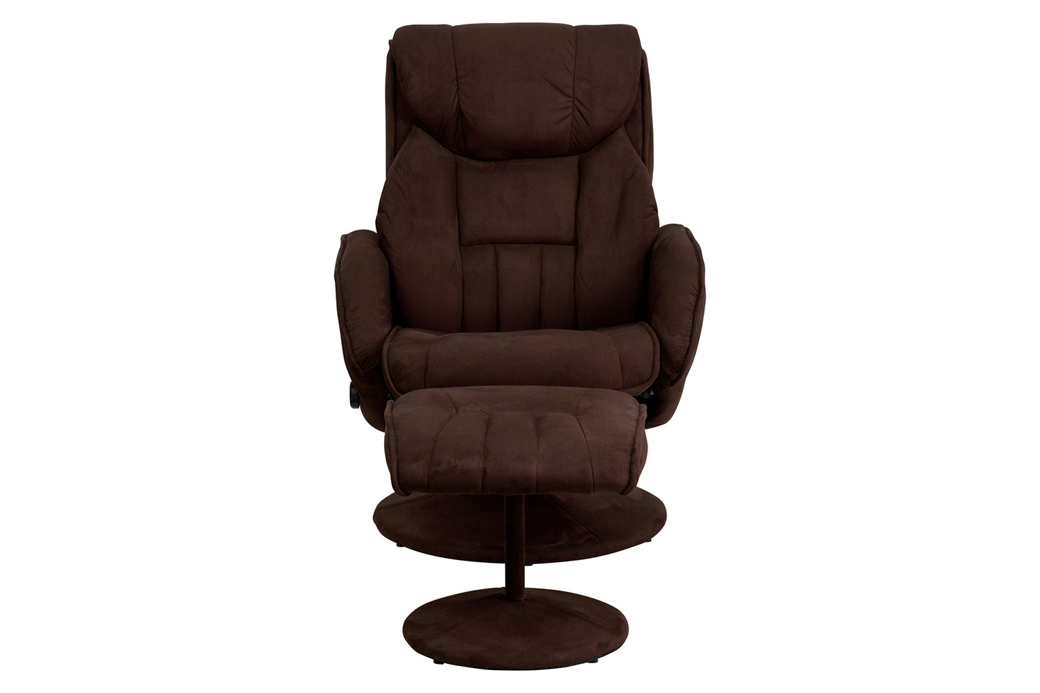 BLNK Whitney Microfiber Contemporary Multi-Position Recliner and Ottoman with Circular Wrapped Base