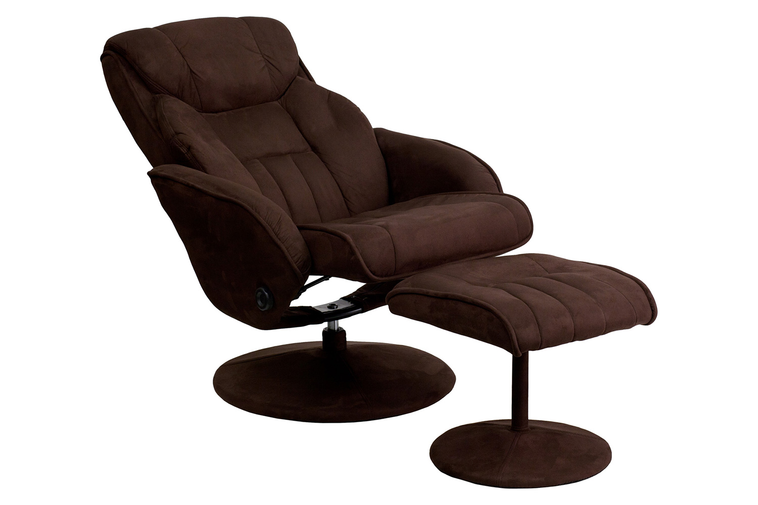 BLNK Whitney Microfiber Contemporary Multi-Position Recliner and Ottoman with Circular Wrapped Base