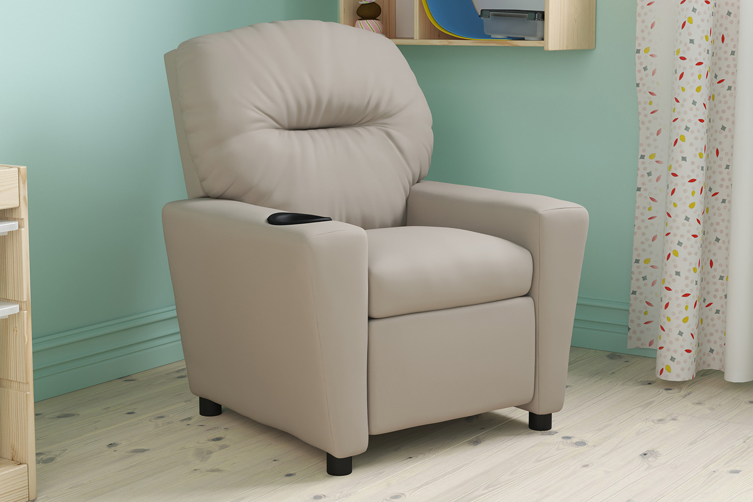 BLNK Chandler Vinyl Contemporary Kids Recliner with Cup Holder