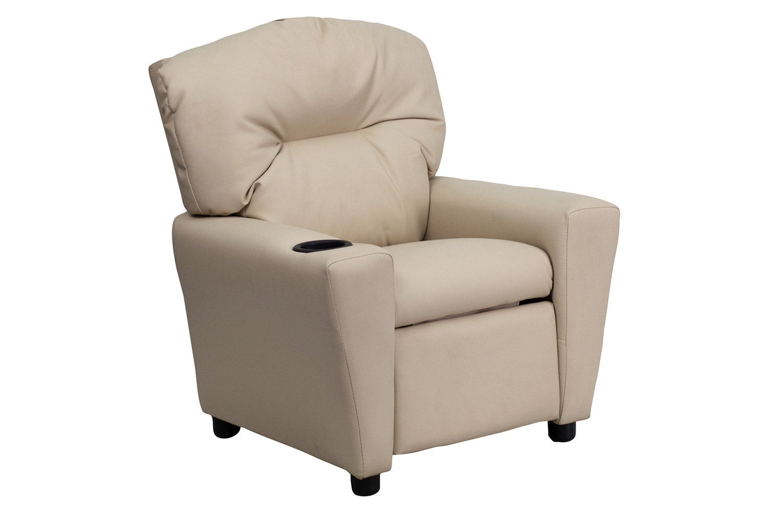 BLNK Chandler Vinyl Contemporary Kids Recliner with Cup Holder - Beige