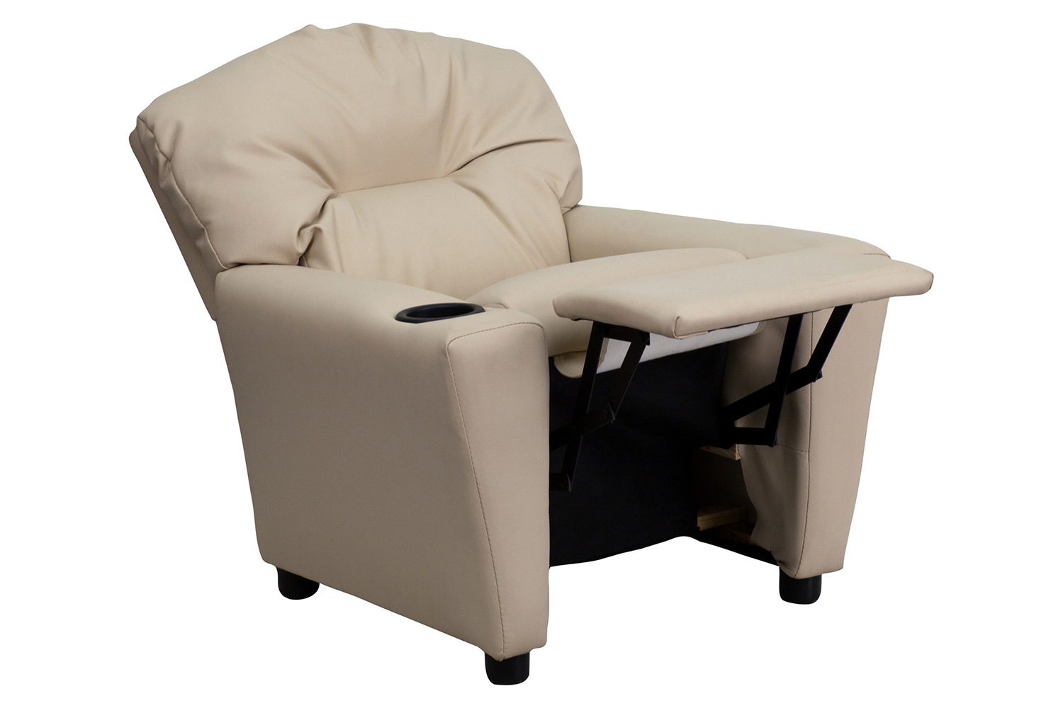 BLNK Chandler Vinyl Contemporary Kids Recliner with Cup Holder - Beige