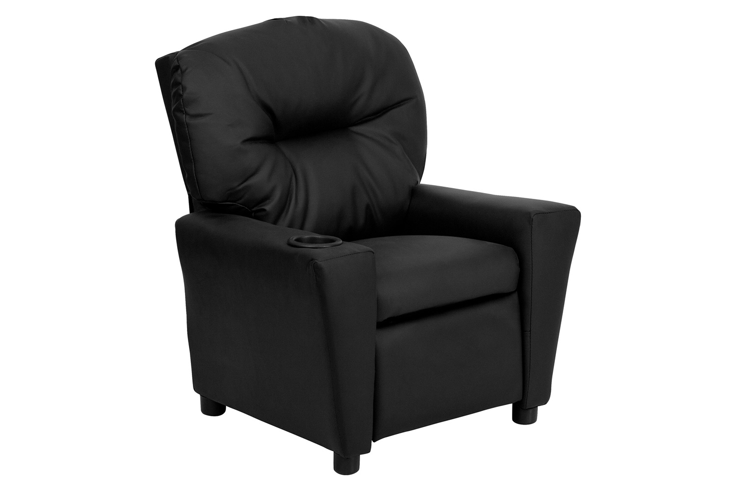 BLNK Chandler LeatherSoft Contemporary Kids Recliner with Cup Holder - Black