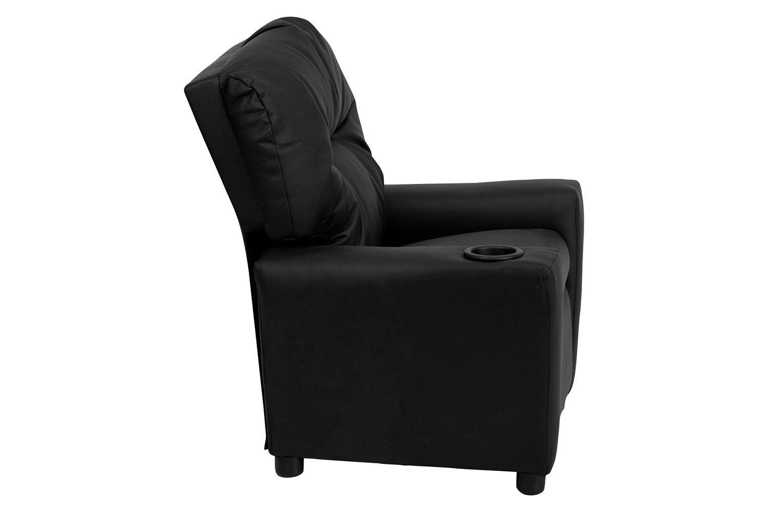 BLNK Chandler LeatherSoft Contemporary Kids Recliner with Cup Holder - Black