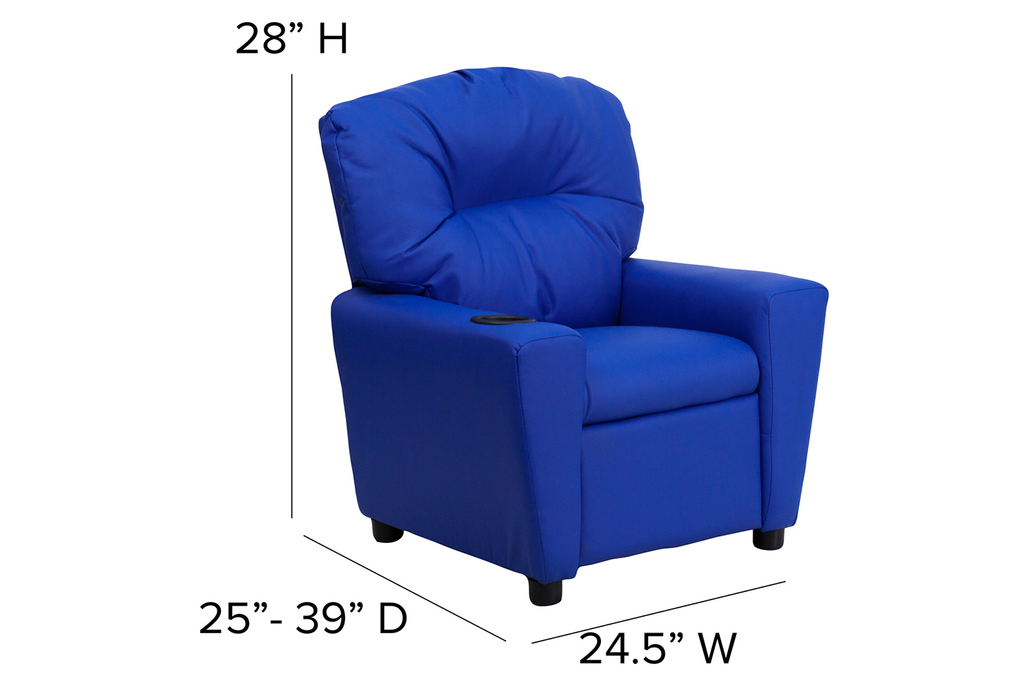 BLNK Chandler Vinyl Contemporary Kids Recliner with Cup Holder - Blue