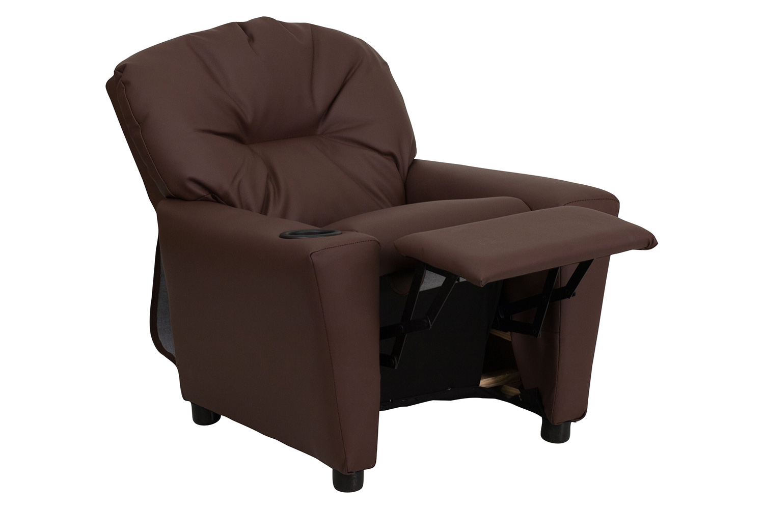 BLNK™ Chandler LeatherSoft Contemporary Kids Recliner with Cup Holder - Brown