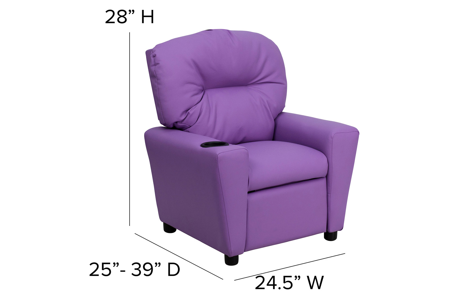 BLNK Chandler Vinyl Contemporary Kids Recliner with Cup Holder - Lavender