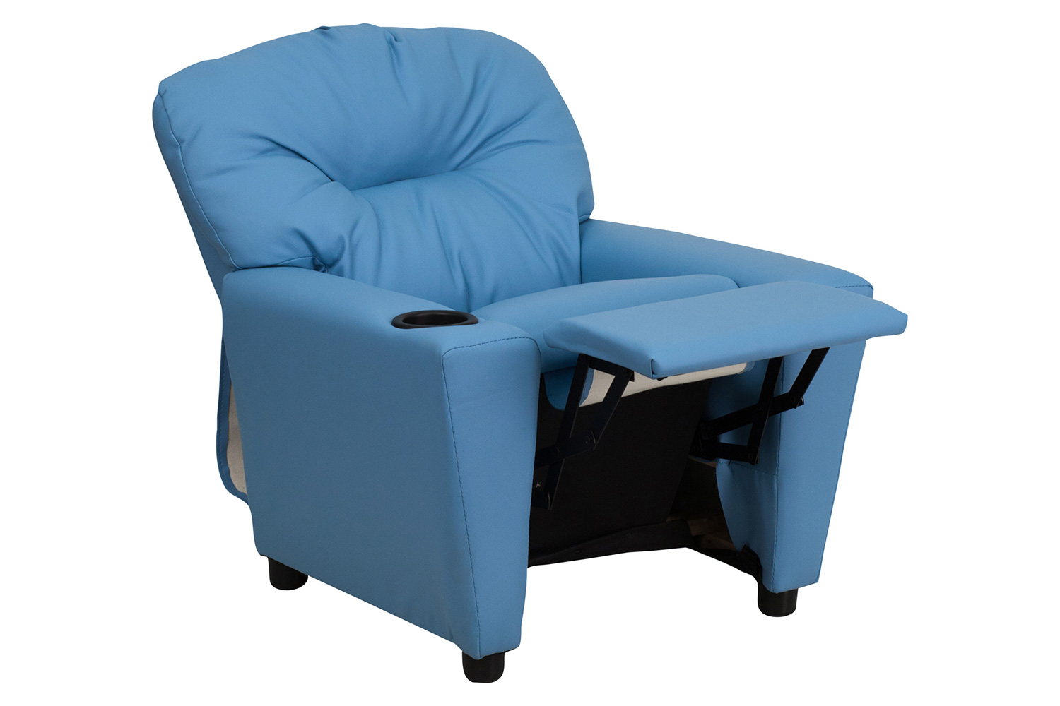 BLNK Chandler Vinyl Contemporary Kids Recliner with Cup Holder - Light Blue