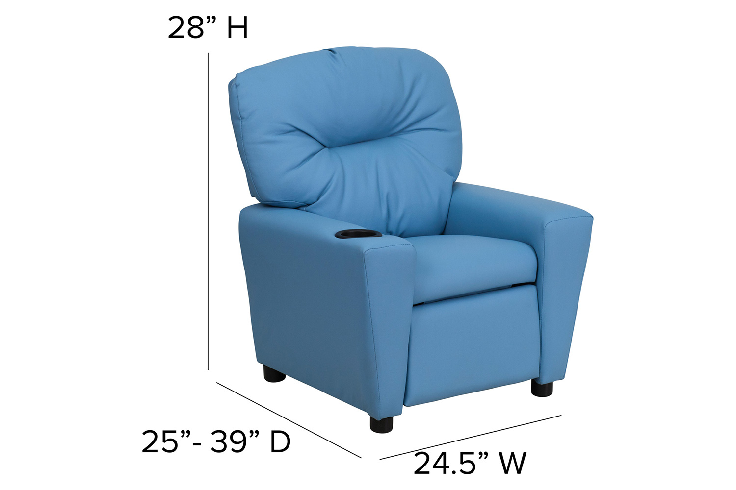 BLNK Chandler Vinyl Contemporary Kids Recliner with Cup Holder - Light Blue