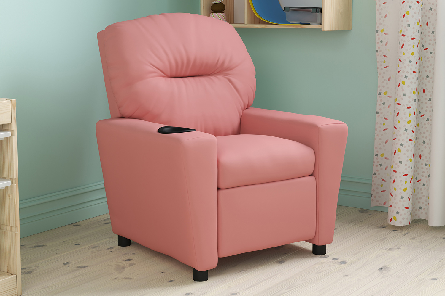 BLNK Chandler Vinyl Contemporary Kids Recliner with Cup Holder