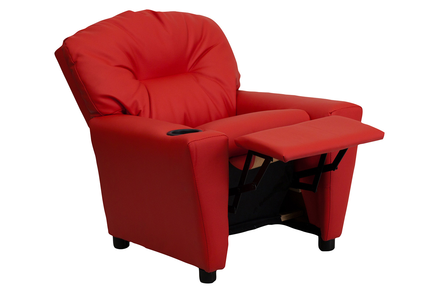 BLNK Chandler Vinyl Contemporary Kids Recliner with Cup Holder - Red