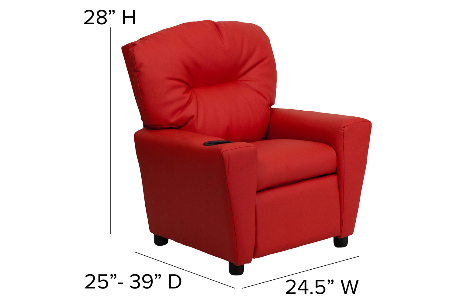 BLNK Chandler Vinyl Contemporary Kids Recliner with Cup Holder - Red