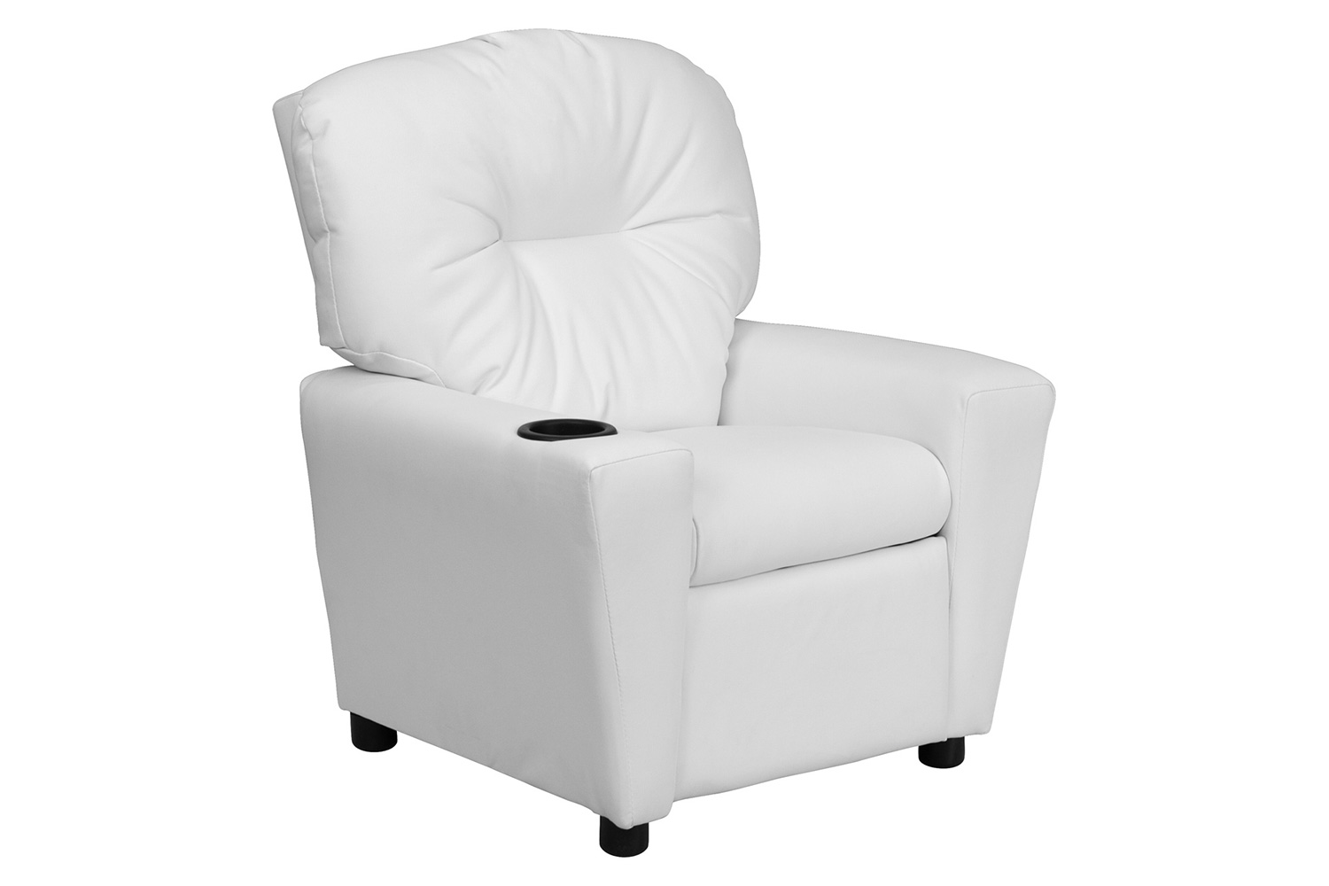 BLNK™ Chandler Vinyl Contemporary Kids Recliner with Cup Holder - White