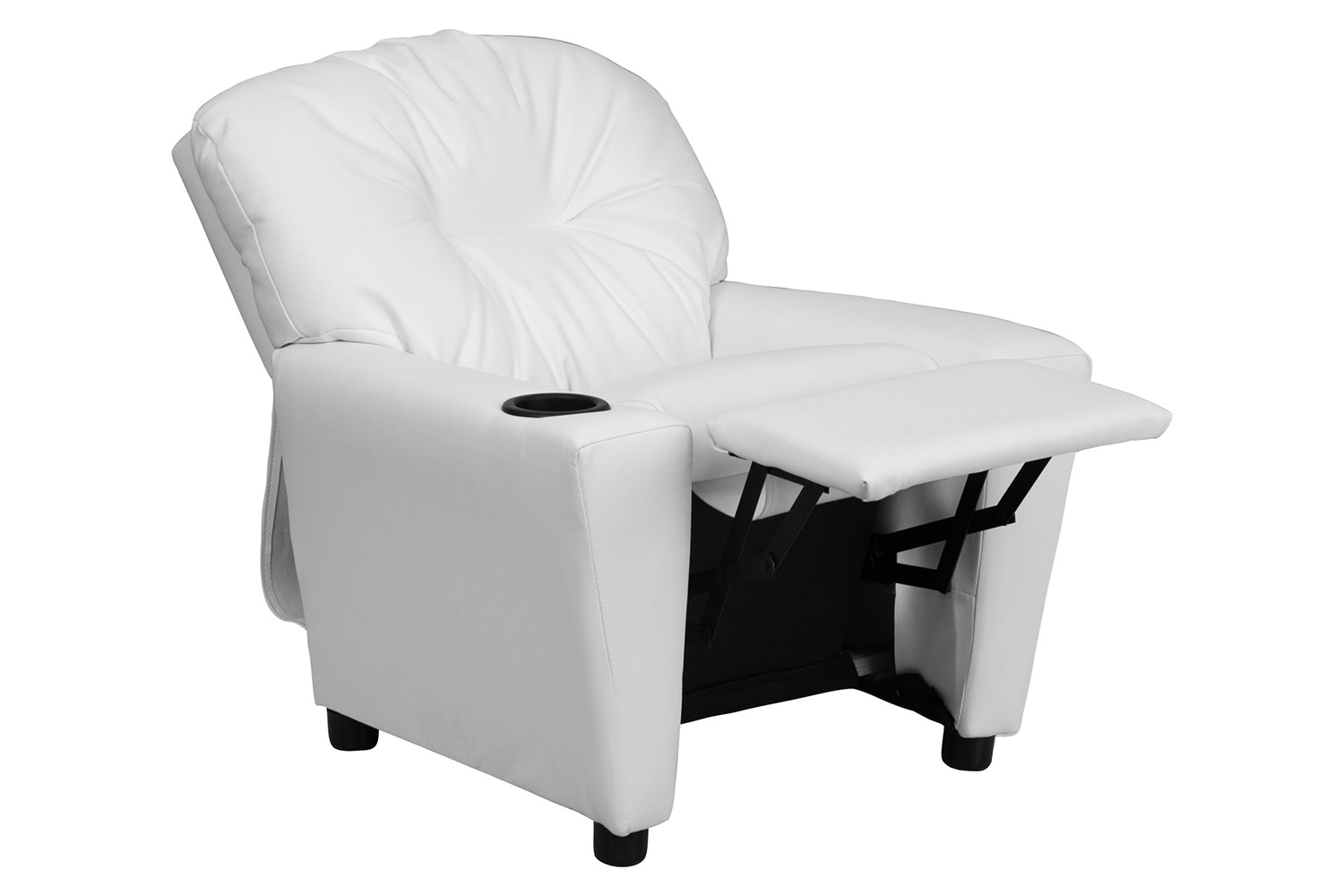 BLNK™ Chandler Vinyl Contemporary Kids Recliner with Cup Holder - White