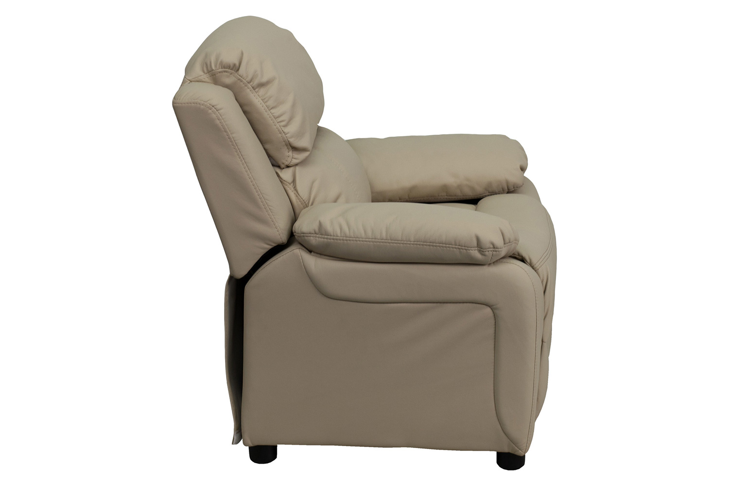 BLNK Charlie Deluxe Vinyl Padded Contemporary Kids Recliner with Storage Arms - Beige