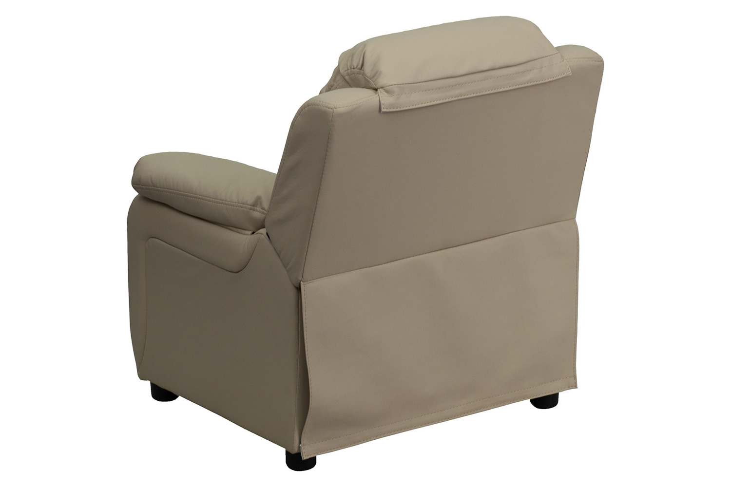 BLNK Charlie Deluxe Vinyl Padded Contemporary Kids Recliner with Storage Arms - Beige